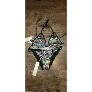 MINKPINK Multicolor‎ Geometric Print Bikini Set Swimsuit Beachwear